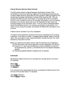 IRS Name Control Guidelines