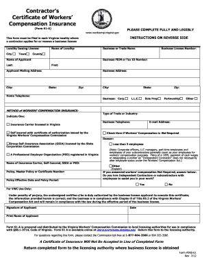 Contractor’s Certificate of Workers’ Compensation Insurance