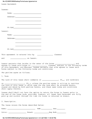 Horse Lease Agreement