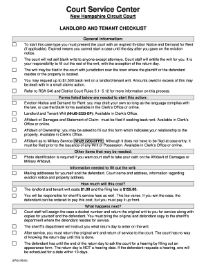 Landlord Tenant Checklist - courts state nh