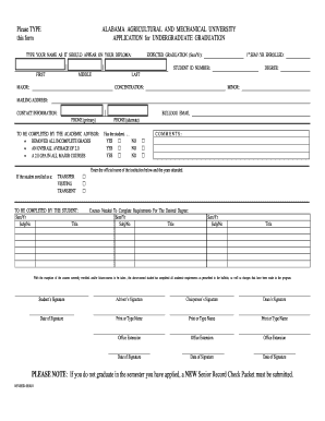 Alabama A&M Undergraduate Graduation Application