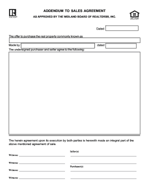 Addendum to Sales Agreement