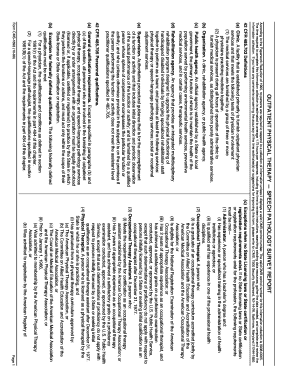 Outpatient Physical Therapy Speech Pathology Survey Report