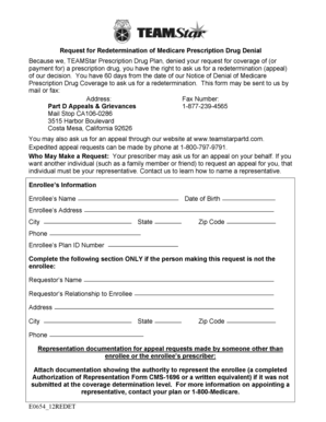 Medicare Prescription Drug Appeal Form