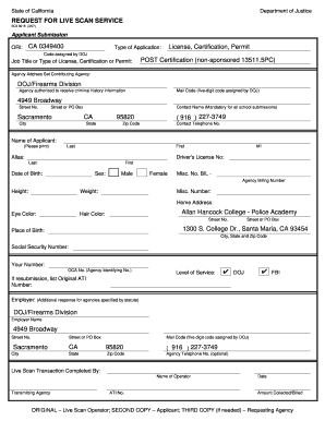California Live Scan Request Form