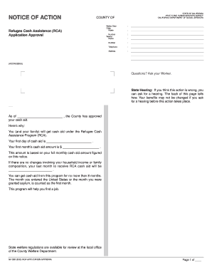 California Refugee Cash Assistance Approval Notice