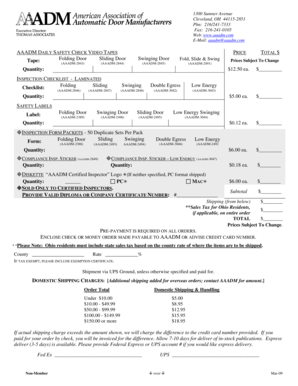AAADM Daily Safety Check Video Tapes Order Form
