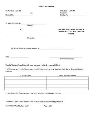 Maine Confidential Disclosure Form
