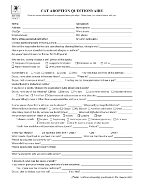 Cat Adoption Questionnaire