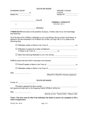 Federal Affidavit for Military Service