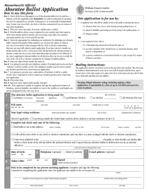 Massachusetts Absentee Ballot Application