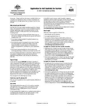 Australia Tourist Visa Application Form 48R