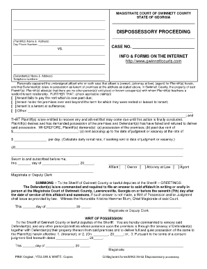 Georgia Dispossessory Proceeding Form