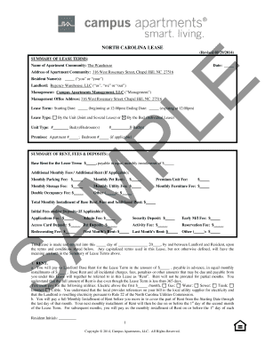 North Carolina Lease Agreement