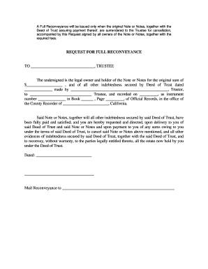 Request for Full Reconveyance