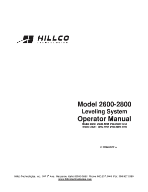 Hillco Leveling System Operator Manual and Warranty Registration