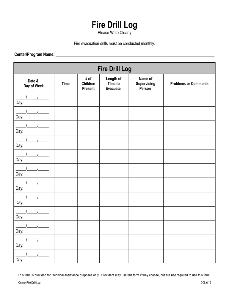 Printable Fire Drill Form Template Printable Word Searches