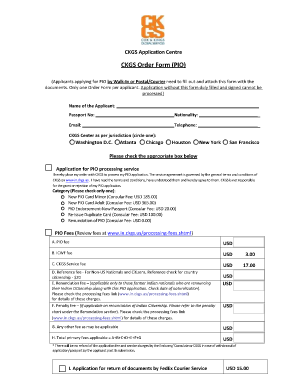 CKGS PIO Application Order Form