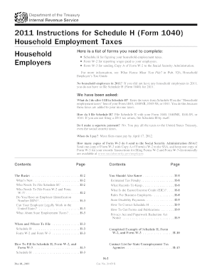 2011 Instructions for Schedule H (Form 1040)