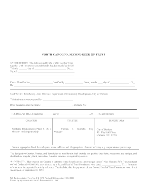 North Carolina Second Deed of Trust
