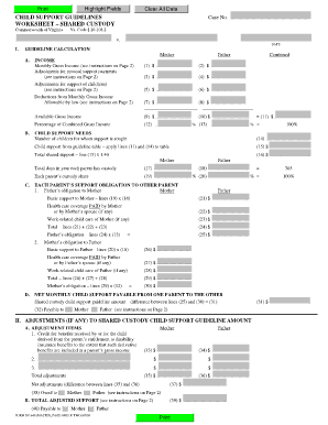 Child Support Guidelines Worksheet - Shared Custody - Courts State Va -  Fill and Sign Printable Template Online