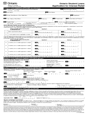 Ontario Student Loans Interest Relief Application