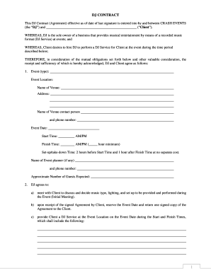 24 Printable Dj Contract Pdf Forms And Templates Fillable Samples In Pdf Word To Download Pdffiller