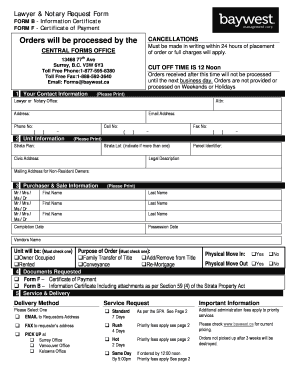 British Columbia Strata Property Request Form