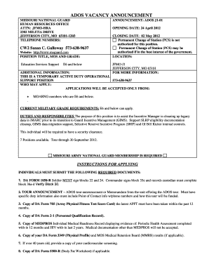 end of salle army form