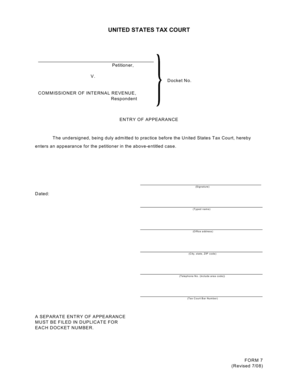 Entry of Appearance Form 7