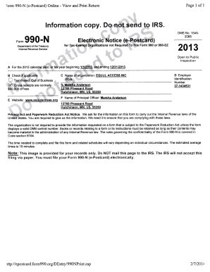 Form 990-N e-Postcard