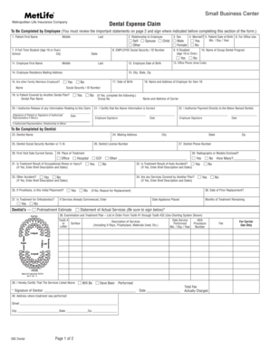 MetLife Dental Expense Claim Form