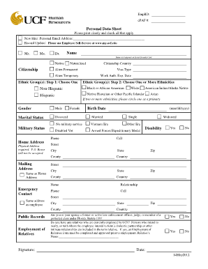 Personal Data Sheet