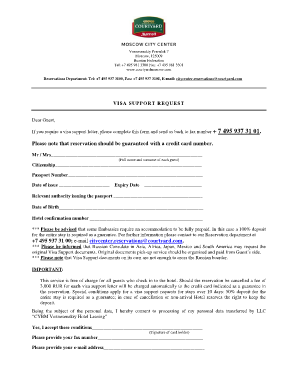 Visa Support Request Form