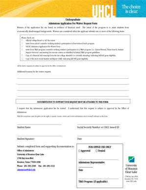Undergraduate Admissions Application Fee Waiver Request Form