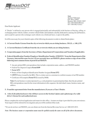 Massachusetts Dealer Registration Application