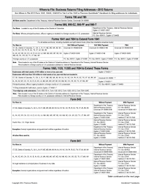 IRS Business Returns Filing Addresses 2013