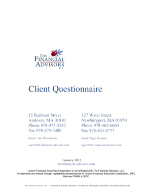 Client Financial Planning Questionnaire