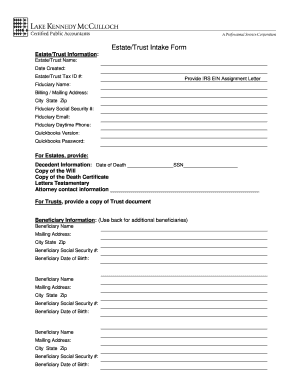 Estate Trust Intake Form