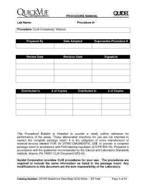 Service manual example - SAMPLE PROCEDURE MANUAL* - OSOM Rapid Tests