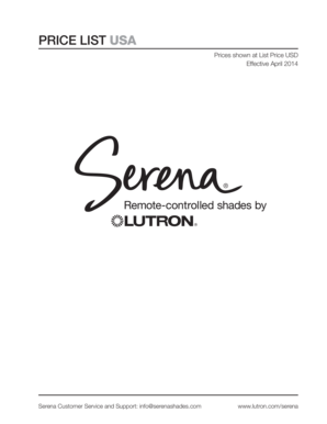 Fillable Online Serena Price List - Lutron Fax Email Print - PDFfiller