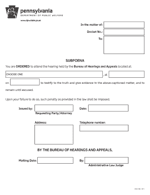 Pennsylvania Subpoena