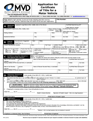 Montana Motor Vehicle Title Application