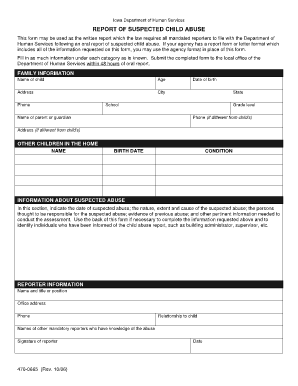 Travel report form - 470-0665 Report of Suspected Child Abuse - ifapa