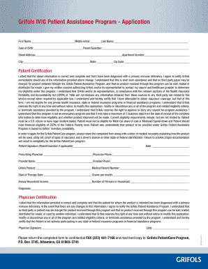Grifols IVIG Patient Assistance Program Application