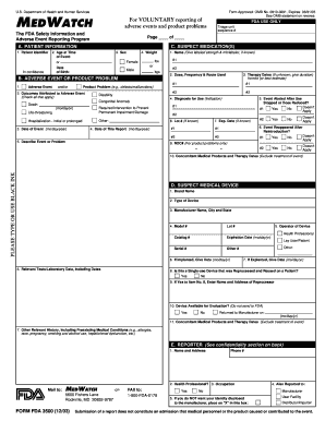 FDA Adverse Event Reporting Form