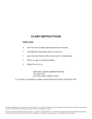 Vision Care Expense Claim Form