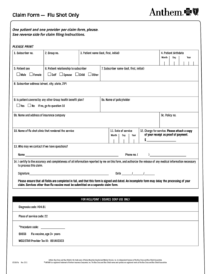 Anthem Blue Cross Flu Shot Claim Form