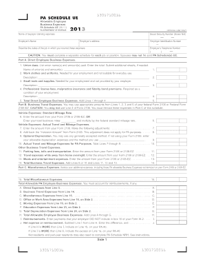 PA Schedule UE Allowable Employee Business Expenses