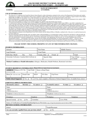 Grand Erie Student Registration Form